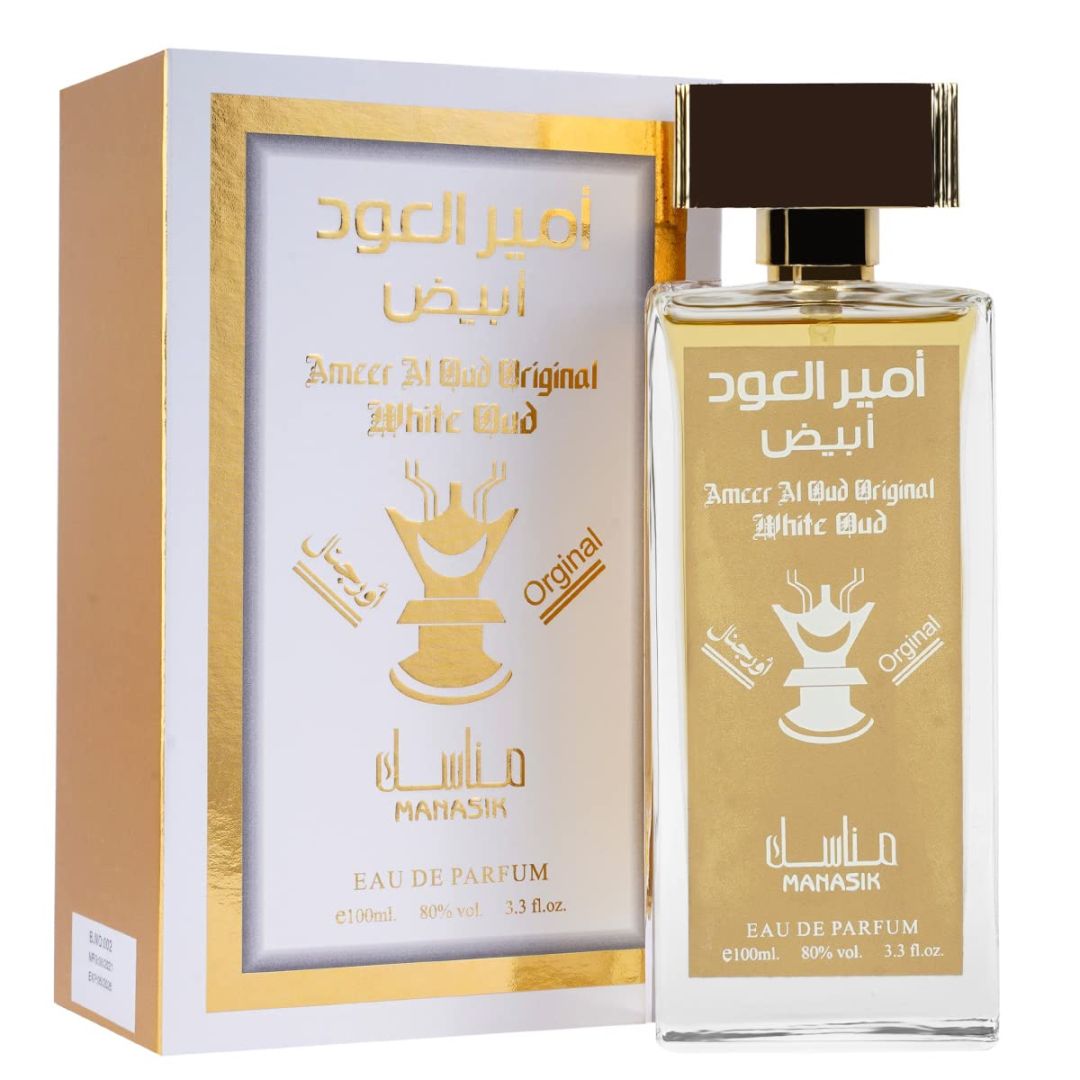 Manasik Ameer Al Oud Original White Oud Long Lasting 100ml Men Perfume, Aromatic, Woody & Ambery, Soothing Fragrance