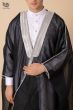 Regal Black Arabic Bisht with Intricate Silver Embroidery