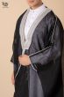 Regal Black Arabic Bisht with Intricate Silver Embroidery