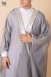 Elegant Grey Bisht with Silver Embroidery