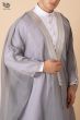 Elegant Grey Bisht with Silver Embroidery
