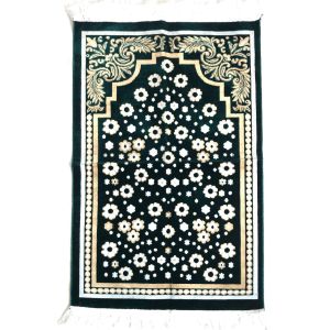Luxury Velvet Islamic Prayer Rug / Janamaz / Musallah Green