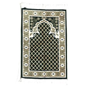 Luxury Velvet Islamic Prayer Rug / Janamaz / Musallah Green