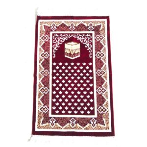 Luxury Velvet Islamic Prayer Rug / Janamaz / Musallah Maroon