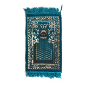 Kids Velvet Islamic Prayer Rug Blue