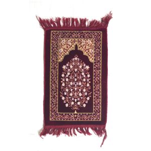 Kids Velvet Islamic Prayer Rug Maroon