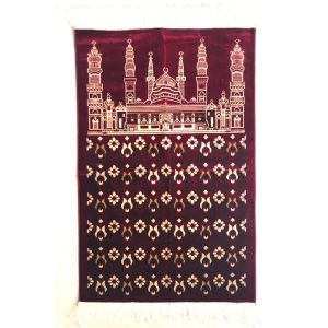 Velvet Islamic Prayer Rug Maroon