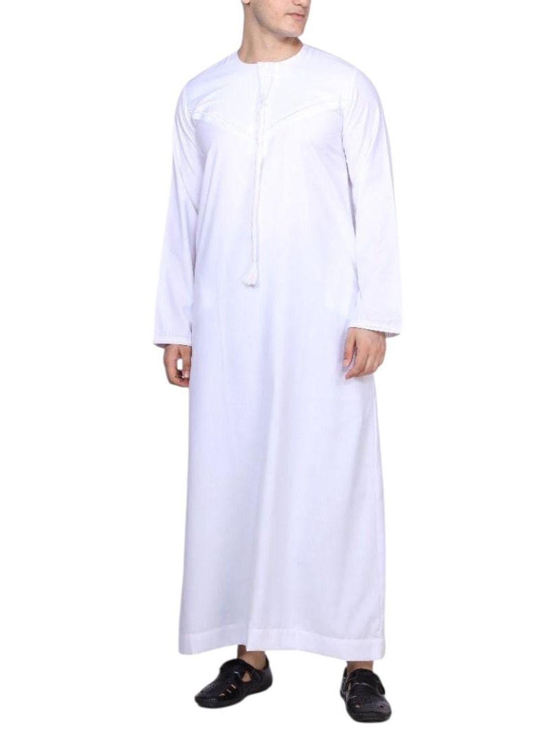 White Emirati Thobe for Men - Traditional Islamic Dress