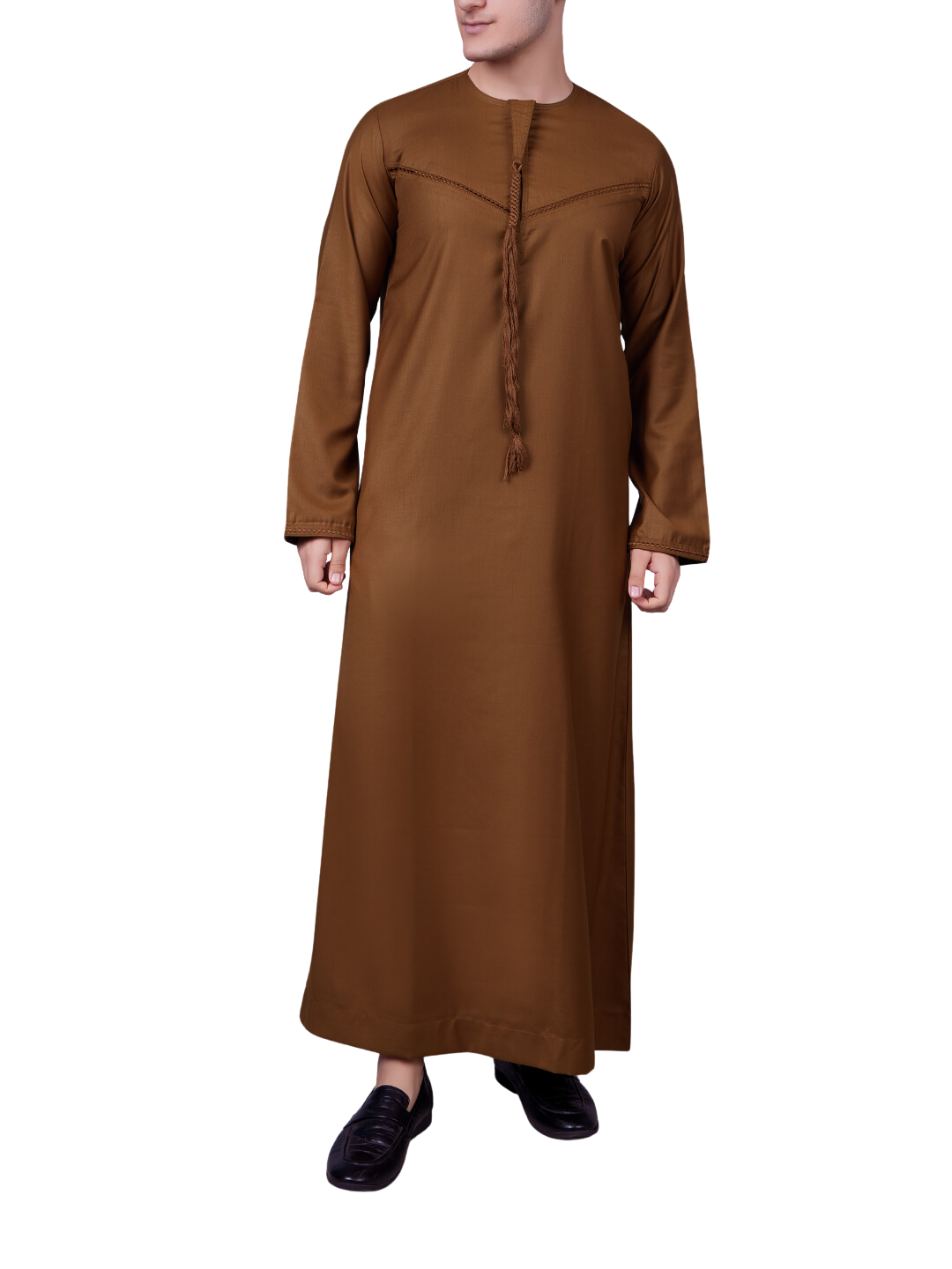 Mocha Emirati Embroidery Thobe