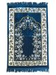 Luxury Velvet Islamic Prayer Rug Blue