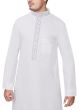 Whiteout Thobe Embroidery on Collar and Placket