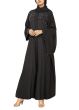 Black Abaya with White Pearl Accents