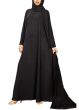 Black Abaya with Black Pearl Accents