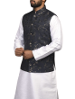 NAVY BLUE  SPECKLED WAIST COAT / NEHRU JACKET 