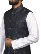 NAVY BLUE  SPECKLED WAIST COAT / NEHRU JACKET 
