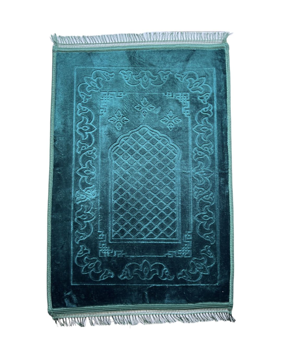 Dark Green, Muslim Prayer Rug, Traditional Style, Large, Thick, and Padded Mat