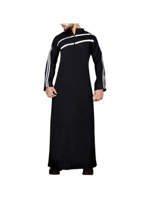 BLACK THOBE WITH WHITE STRIPE ON CHEST AND SLEEVES
