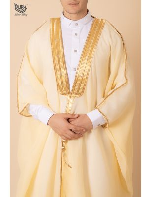 Luxury Cream Bisht with Golden Embellishments