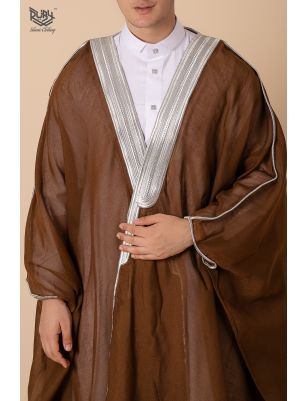 Luxury Brown Bisht with Silver Embellishments
