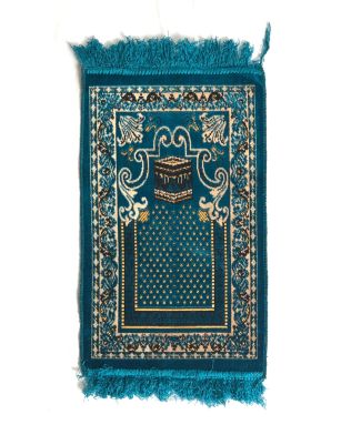 Kids Velvet Islamic Prayer Rug Blue