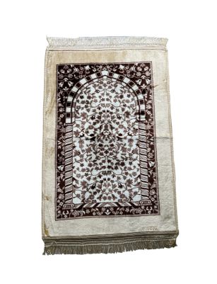 Super Soft Cream Floral Islamic Prayer Mat Jannamaz Musallah 