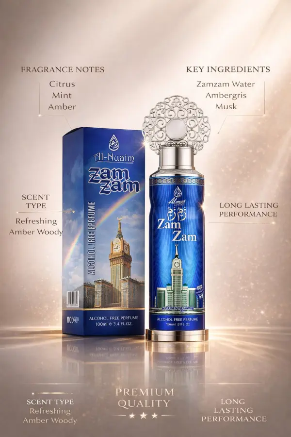 Al Nuaim Zam Zam Premium Alcohol Free Attar Perfume 200ml – Long Lasting Citrus Amber Fragrance - Image 3 - Ruby Online