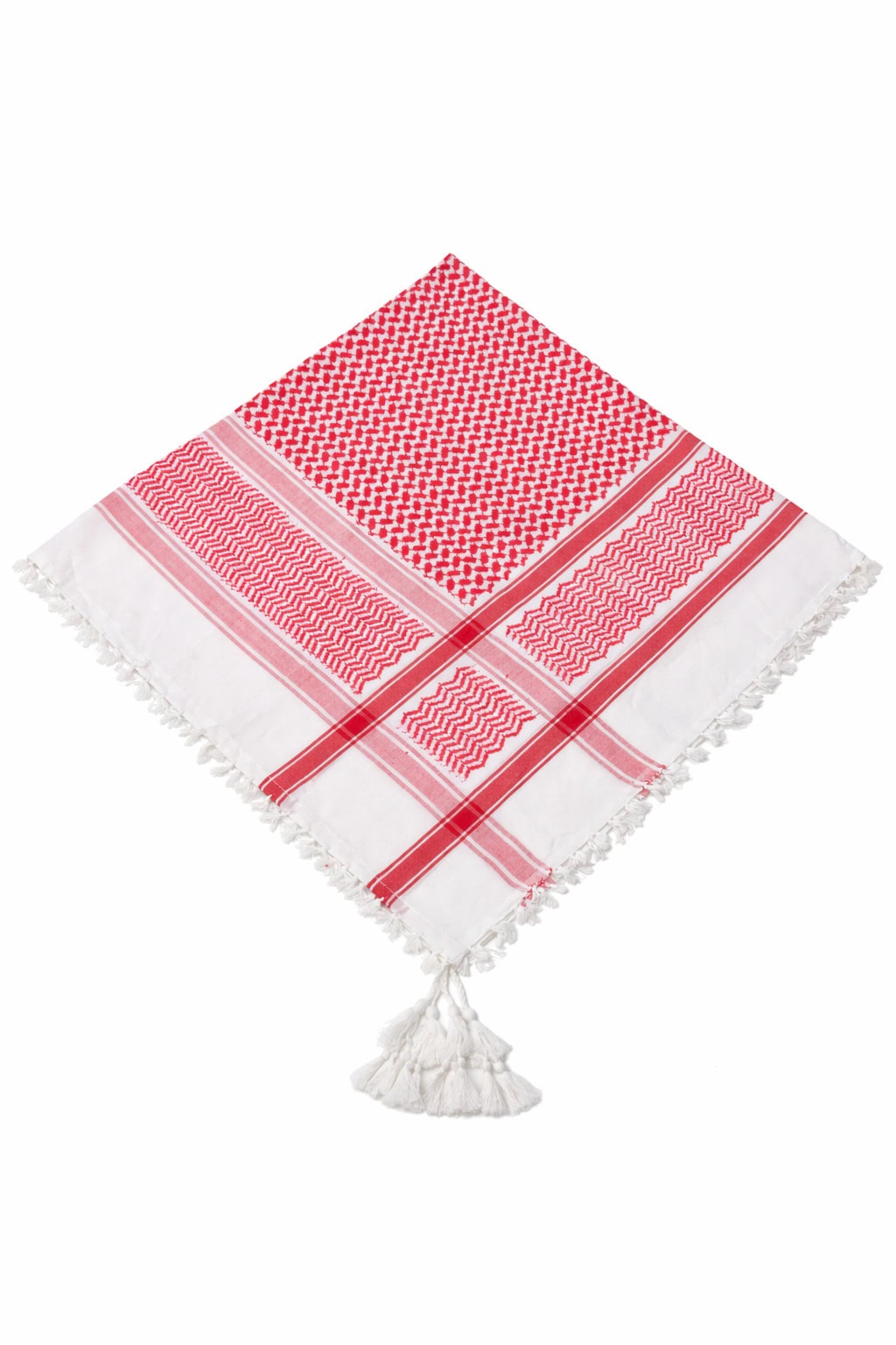 Premium Red & White Arabic Shemagh Keffiyeh – Traditional Arabic Head Scarf with Tassel Fringe - Image 9 - Ruby Online