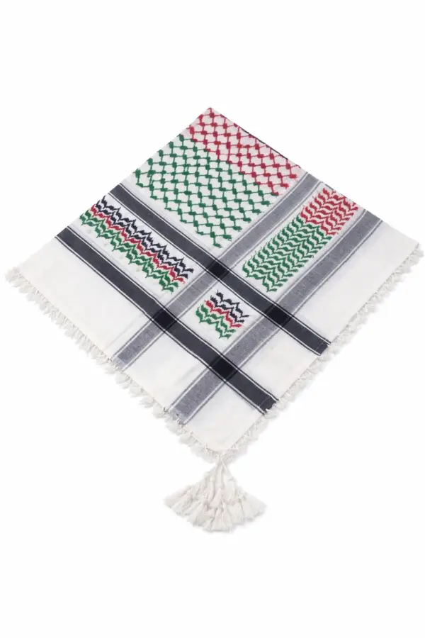 Premium Multi-Color Traditional Keffiyeh Shemagh Scarf with Tassels – Classic Middle Eastern Headscarf - Image 3 - Ruby Online