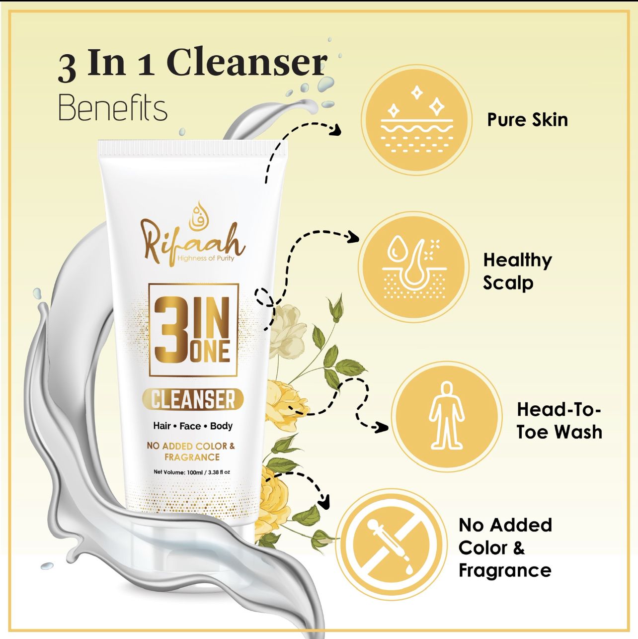 Rifaah Hajj & Umrah Travel Kit with 3-in-1 Cleanser, SPF 40+ Sunscreen & Transparent Cleansing Bar – White & Gold Halal Personal Care Set - Image 11 - Ruby Online