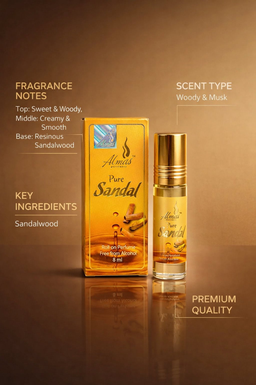 Pure Sandal Premium Attar Roll-On Perfume Oil – Alcohol Free Long Lasting Sandalwood Fragrance - Image 7 - Ruby Online