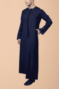 navy blue emirati thobe with tassel minimal stitch embroidery