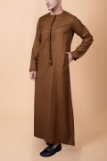 brown emirati thobe with tassel minimal stitch embroidery