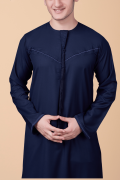 navy blue emirati thobe with tassel minimal stitch embroidery