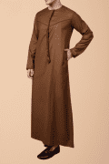 Men’s Brown Emirati Thobe with Tassel - Image 5