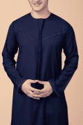Men’s Navy Blue Emirati Thobe with Tassel - Image 3