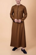 brown emirati thobe with tassel minimal stitch embroidery