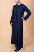 navy blue emirati thobe with tassel minimal stitch embroidery