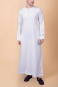 Pure White Modern Zip-Neck Thobe for Men