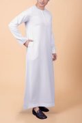 Pure White Modern Zip-Neck Thobe for Men