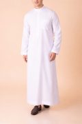 Pure White Minimal Thobe for Men