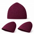 maroon knitted kufi prayer cap for men with diamond openwork design breathable islamic skull cap