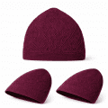 maroon knitted kufi prayer cap for men with diamond openwork design breathable islamic skull cap