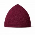 maroon knitted kufi prayer cap for men with diamond openwork design breathable islamic skull cap