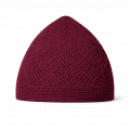 maroon knitted kufi prayer cap for men with diamond openwork design breathable islamic skull cap