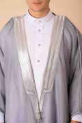 Elegant Grey Arabic Bisht with Silver Zari Embroidery for Men