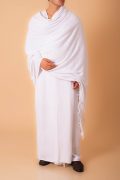Premium cotton white Ihram towels for men 2 piece set with plain woven texture for Hajj and Umrah