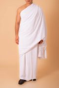 Premium cotton white Ihram towels for men 2 piece set with plain woven texture for Hajj and Umrah
