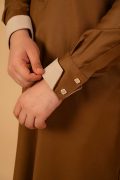 Copper Brown Contrast Collar Men’s Thobe