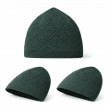 dark green knitted kufi prayer cap for men with geometric openwork design breathable islamic skull cap