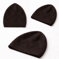 Turkey Sufi Knitted Prayer Cap for Men – Dark Brown Islamic Kufi with Geometric Open-Work Design - Image 2